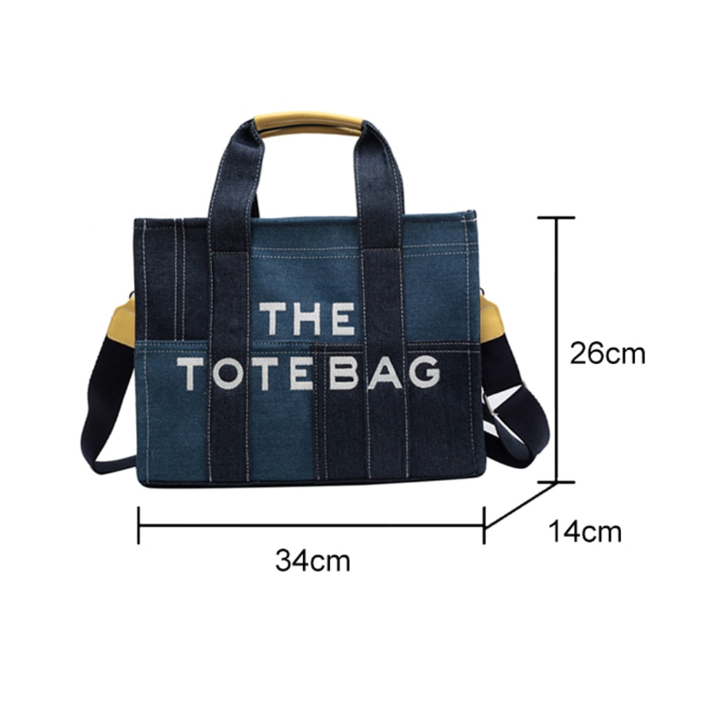 Denim Luxury patchwork Tote Handbag