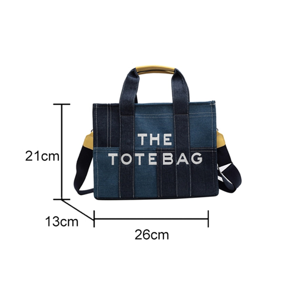 Denim Luxury patchwork Tote Handbag