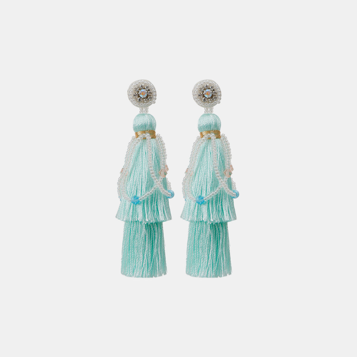 Layered Rice Bead Tassel Earrings