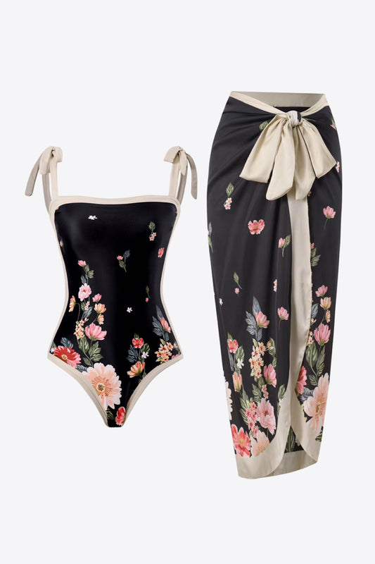 Black floral Swimwear/Bathing Suit