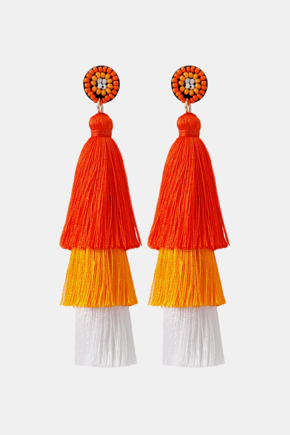 Beads Detail Triple Layered Tassel Earring