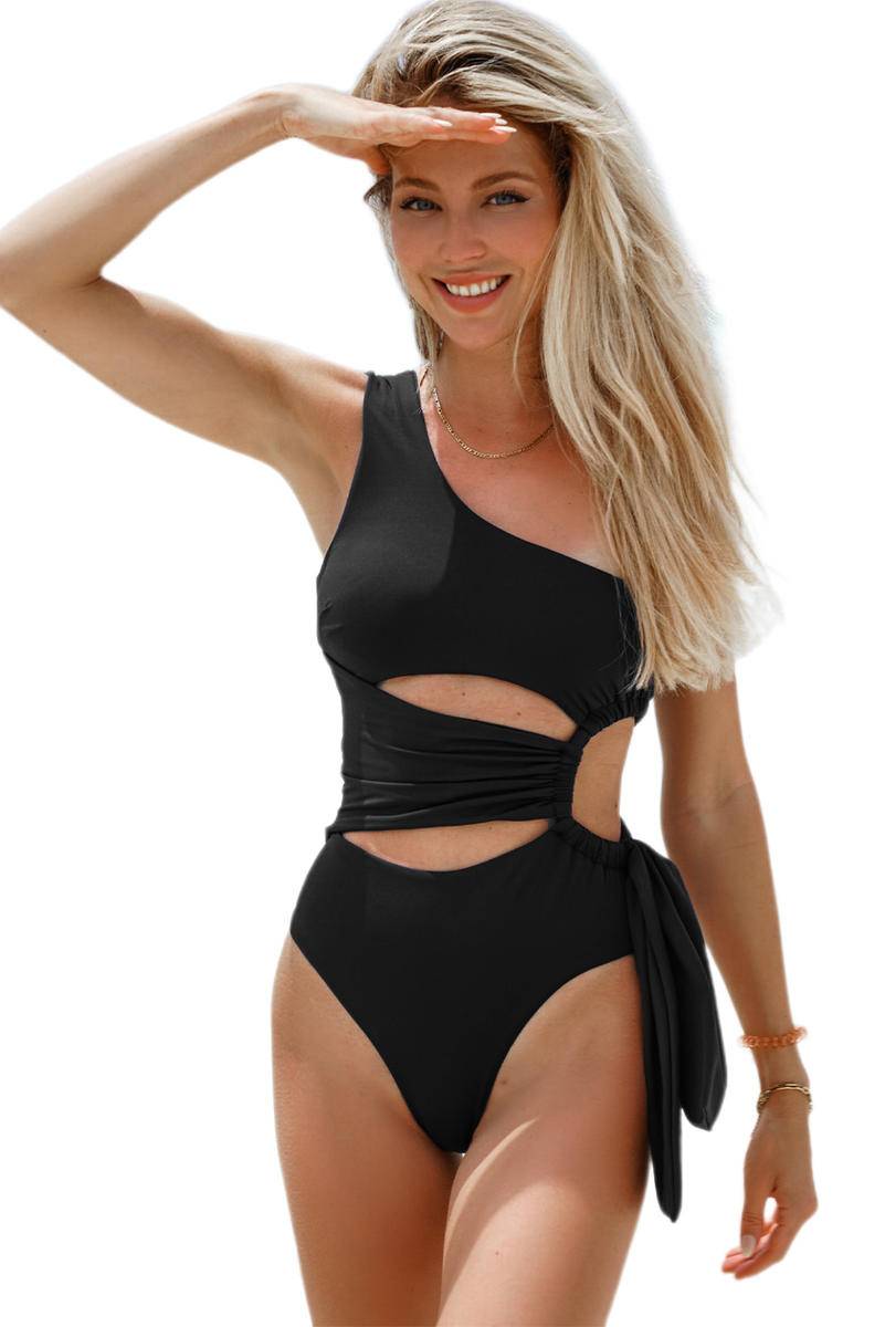 One Shoulder Cutout One Piece Swimsuit