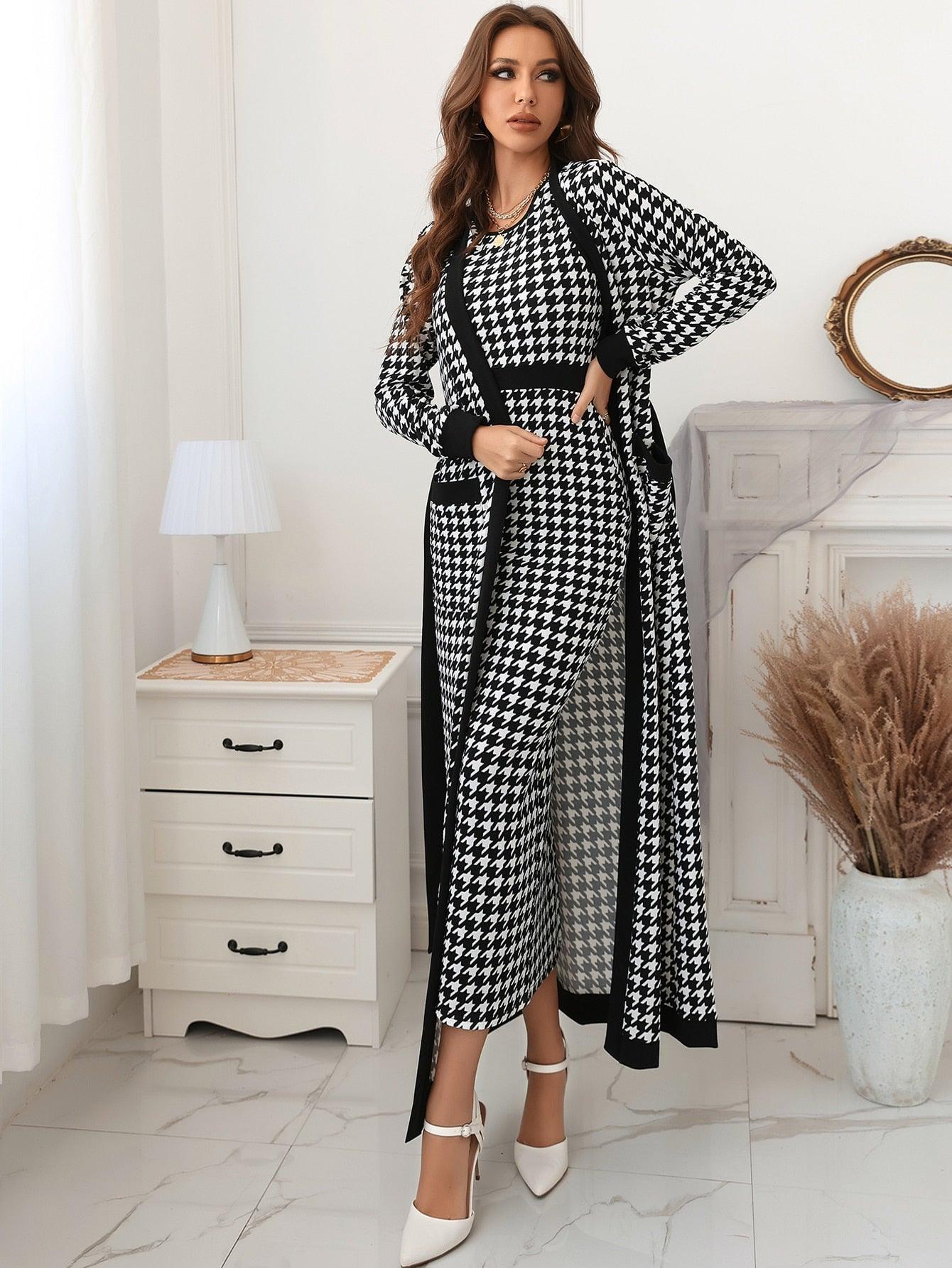 Houndstooth top and pants set - Beauty Always Fashion