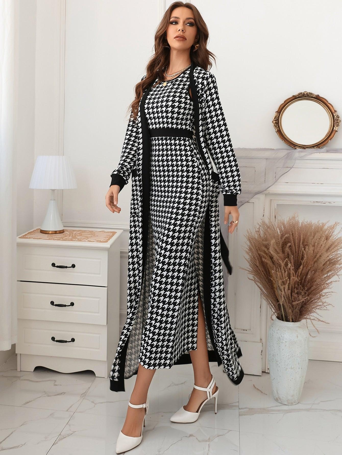 Houndstooth top and pants set - Beauty Always Fashion