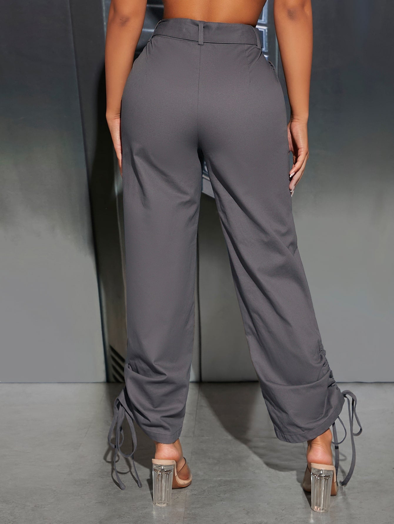 PETITE High Waist Drawstring Side Pants