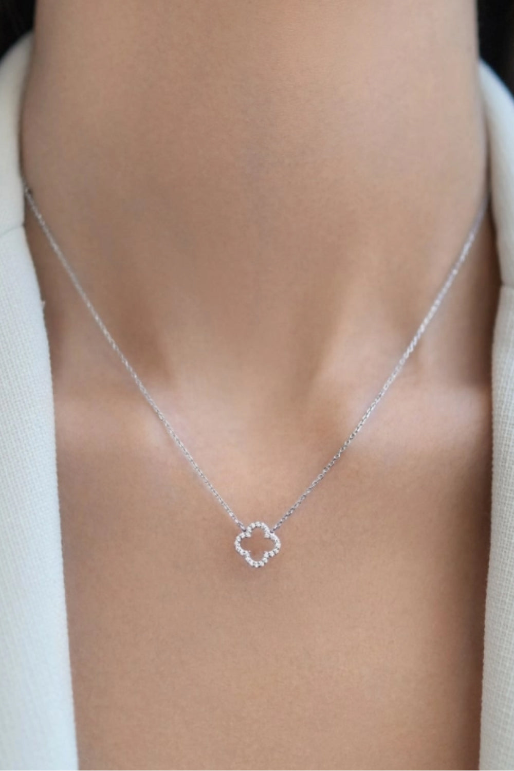 cubic zirconia silver necklace