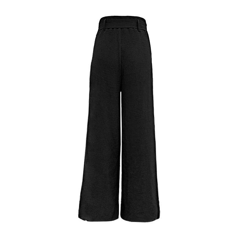 Solid High Waist Wide Leg Pants with Belt