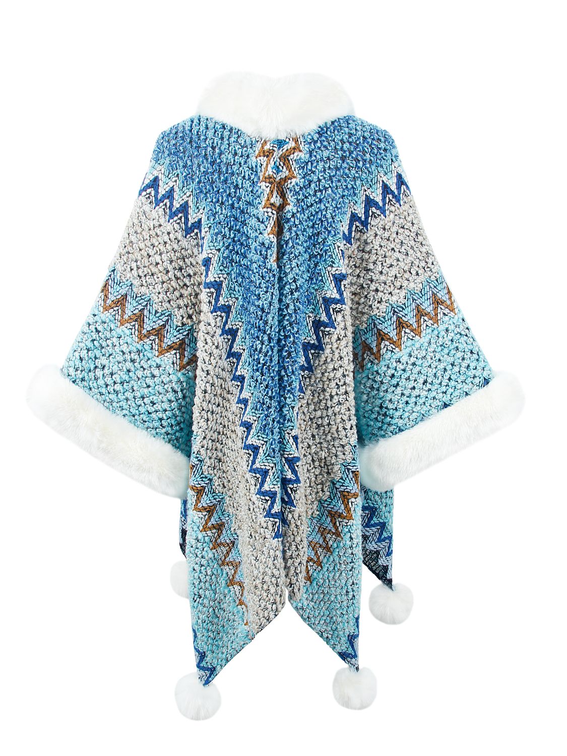 Color Block Open Front Poncho