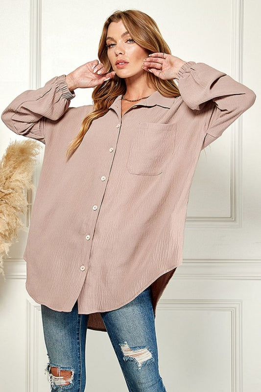 Plus Size Brown Oversized Blouse