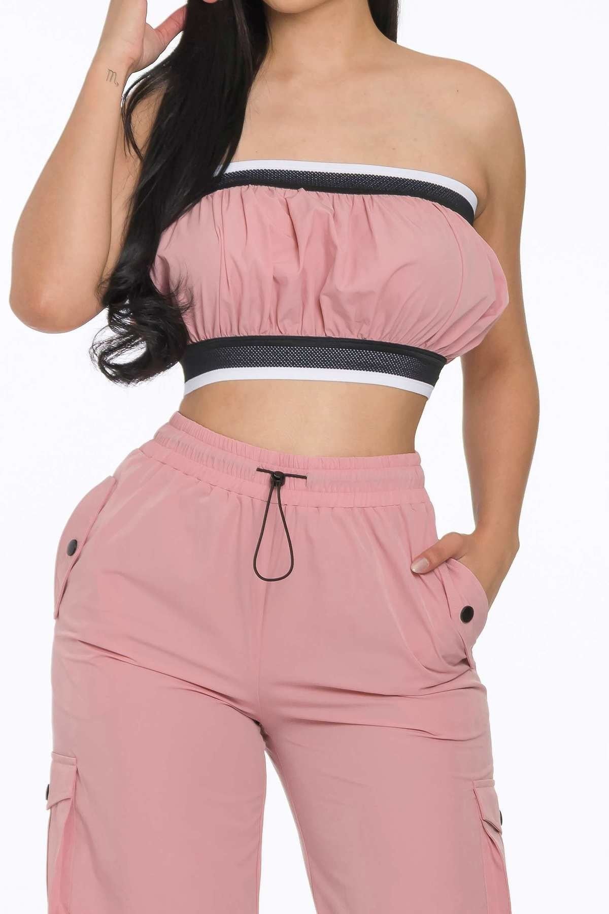 Solid Tube Crop Top & Cargo