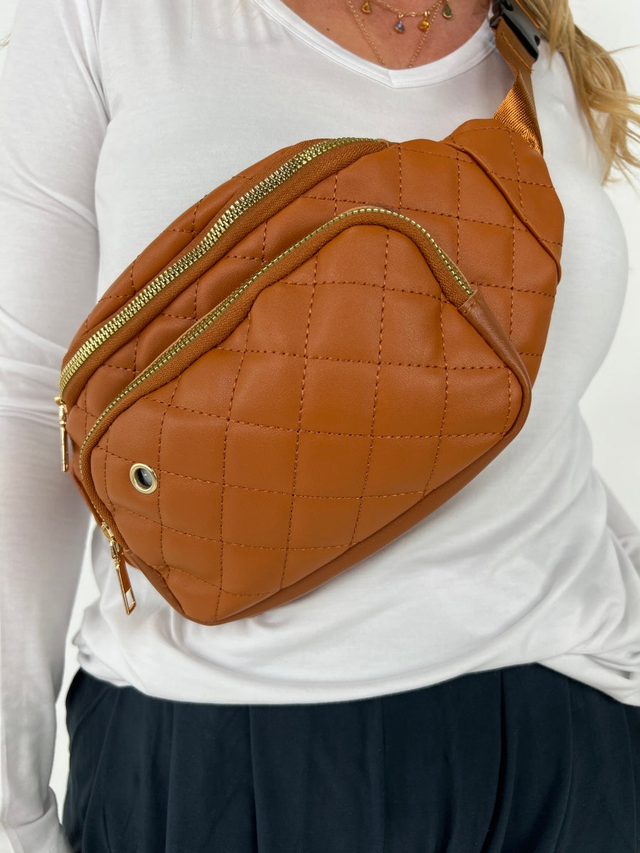 The Amber Bag: Rhombus Pattern Crossbody Waist Bag 3 Colors